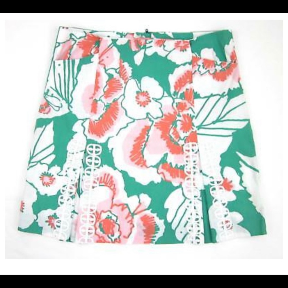 Lilly Pulitzer Jade Green Roslyn Take it Even Higher Floral with Lace Skirt